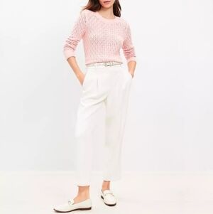 LOFT White High-Waist Crepe Trousers